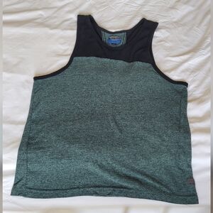 Men's Black and Green Tank Top Large